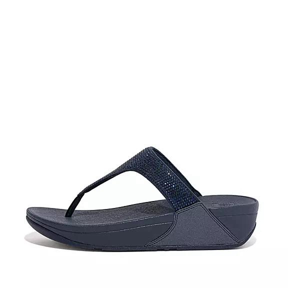 Sandales Entre-Doigts Femme Fitflop Lulu Crystal Bleu Marine (YZN653917)